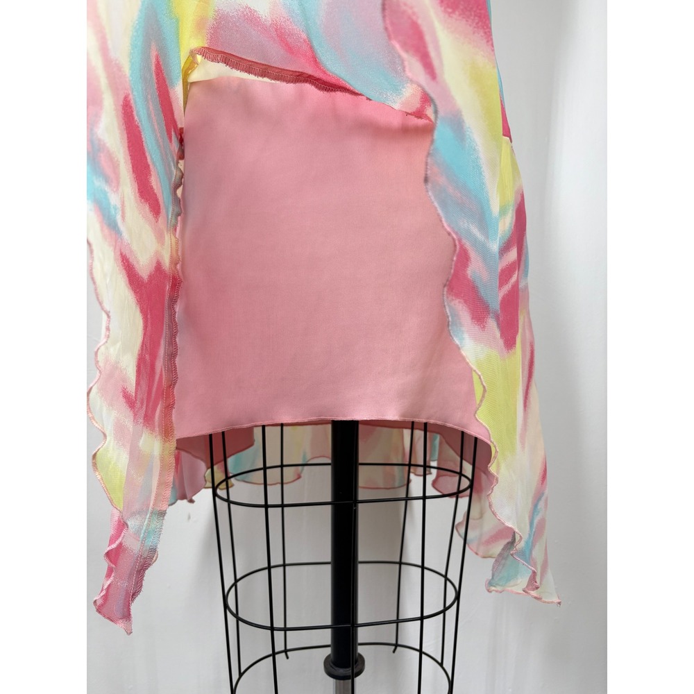 Vintage Y2K Hype Tissue Dress Small Abstract Watercolor Whimsygoth Fairycore - Picture 5 of 12